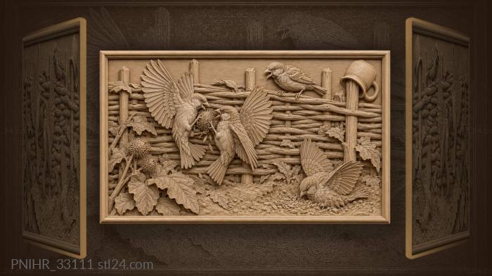 Seedhead sparks a sparrow fight on wattle 3d STL model