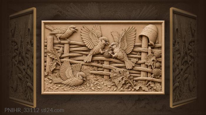 Small sparrows defend their woven fence 3d STL model
