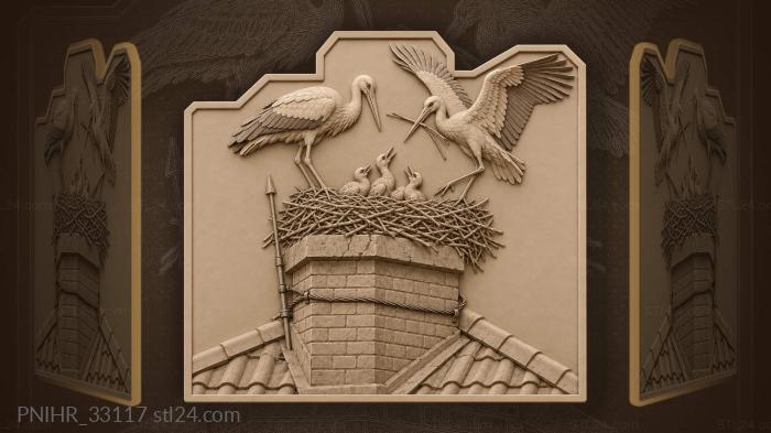 Storks brace their chimney nest with reeds 3d STL model