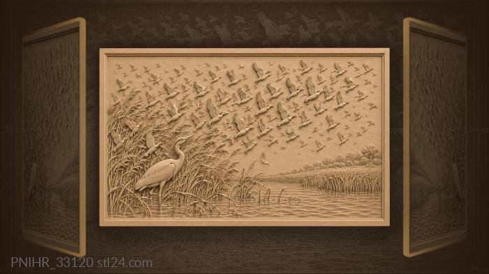 Flock bursts above the wetland reeds 3d STL model
