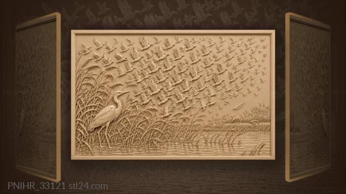 From the reeds birds rise together 3d STL model