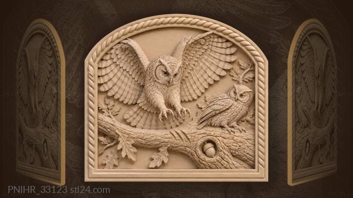 Branch bends as the owl lands 3d STL model