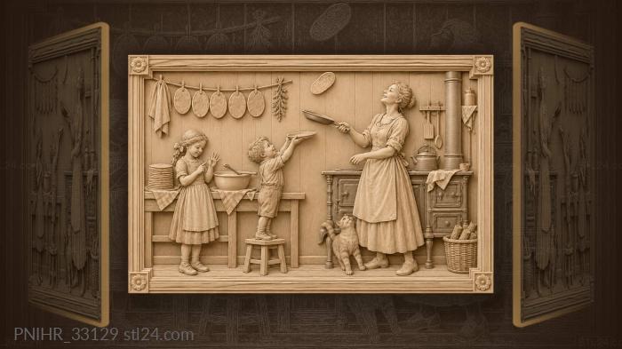Mother flips breakfast as children reach 3d STL model