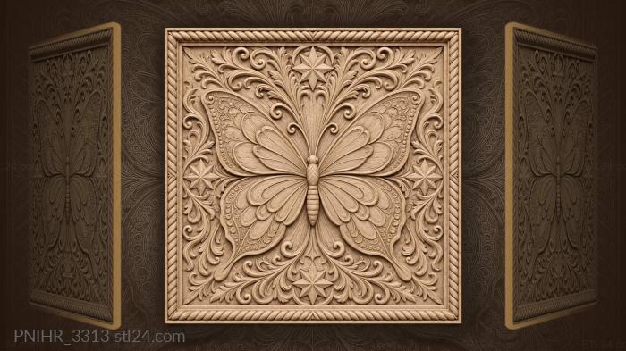 Butterfly with radiating stars ornament 3d STL model