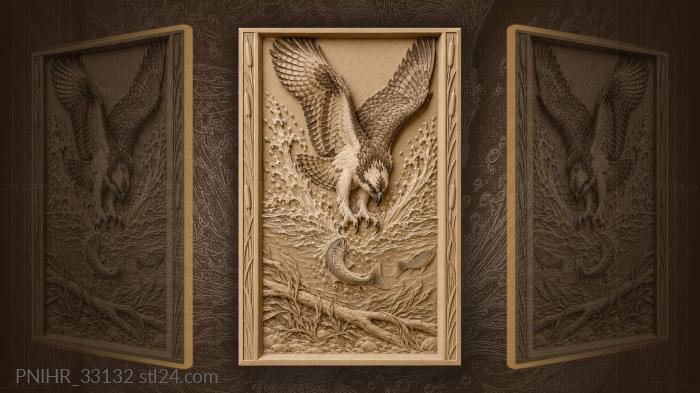 Osprey dives among two fish 3d STL model