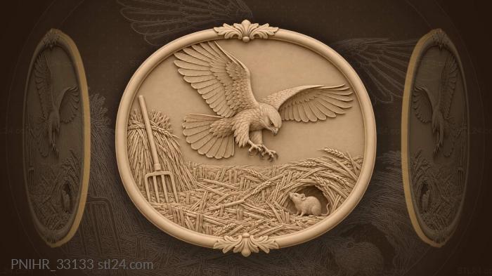 Falcon over golden summer field 3d STL model