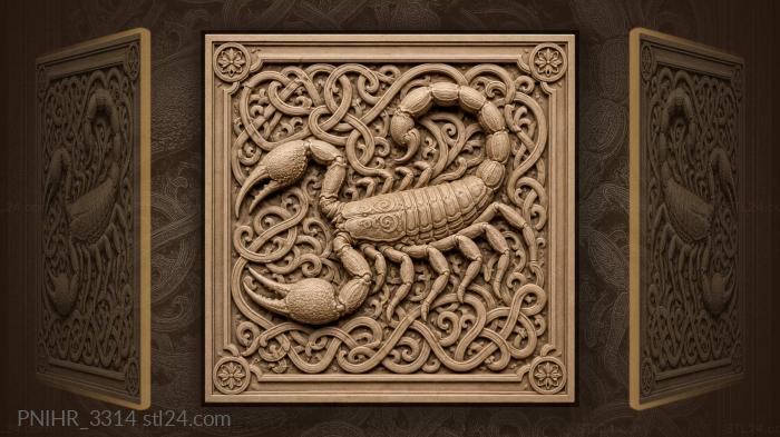 Knotwork winds between the scorpion legs 3d STL model