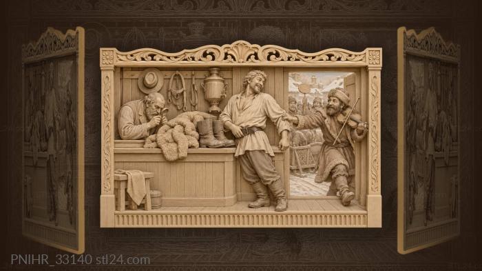 Pawnshop scene with musician and crowd 3d STL model