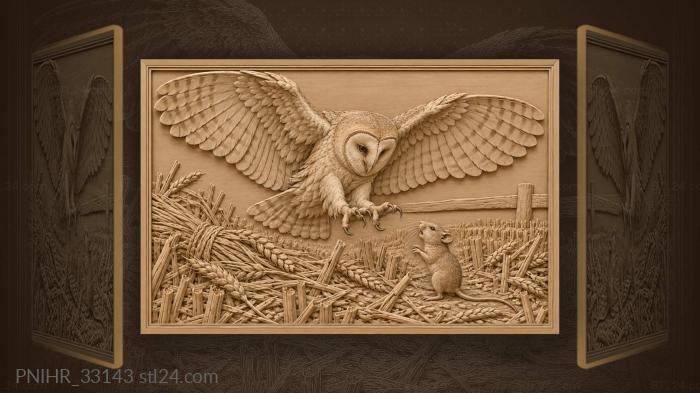 Mouse braces as owl spreads talons 3d STL model