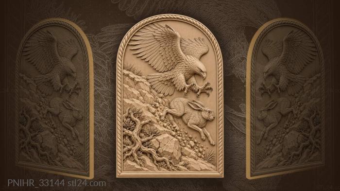 Predator eagle scatters scree chasing hare 3d STL model