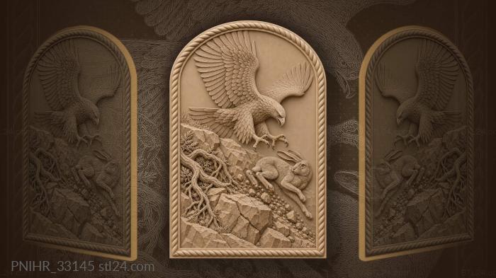 Hunter eagle dives as quarry bounds downhill 3d STL model