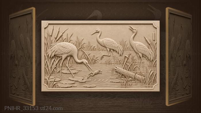 Nearest crane snaps beside the lily pads 3d STL model