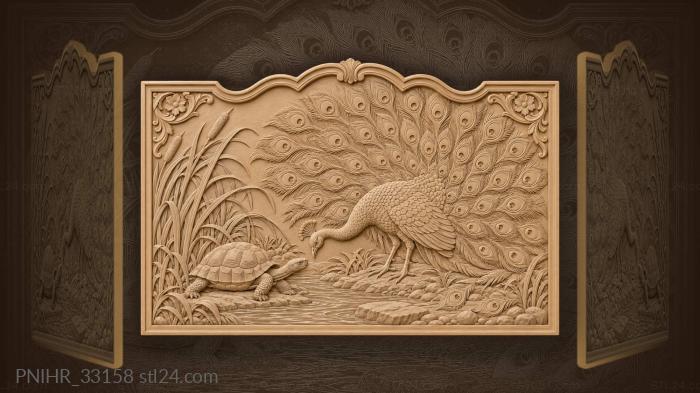 Peacock tortoise stream bank feathers 3d STL model