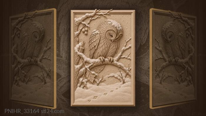 First snow settling on owl shoulders 3d STL model