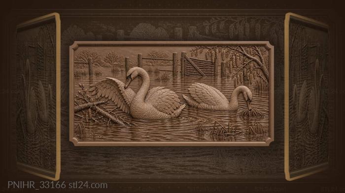 Swans shoulder branch through floodwater 3d STL model