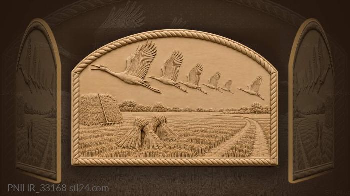 Cranes cross september fields in formation 3d STL model