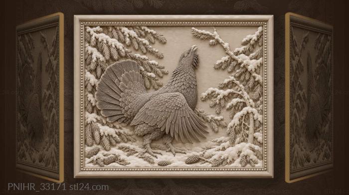 Capercaillie in winter spruce forest 3d STL model