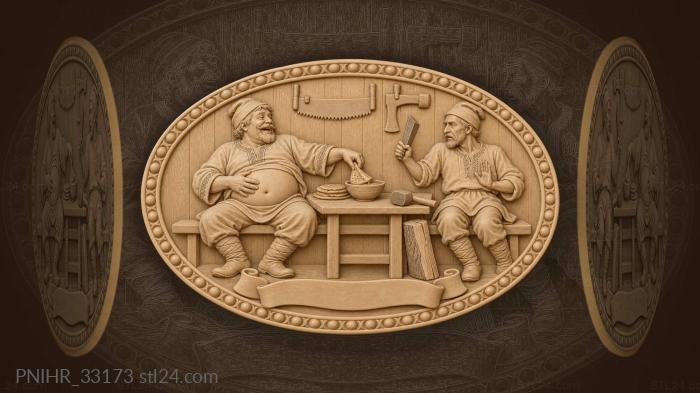 Neighbour warns laughing peasant with wedge 3d STL model