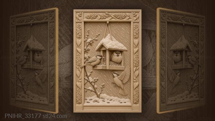 Hungry tits crowd the sheltered feeder 3d STL model