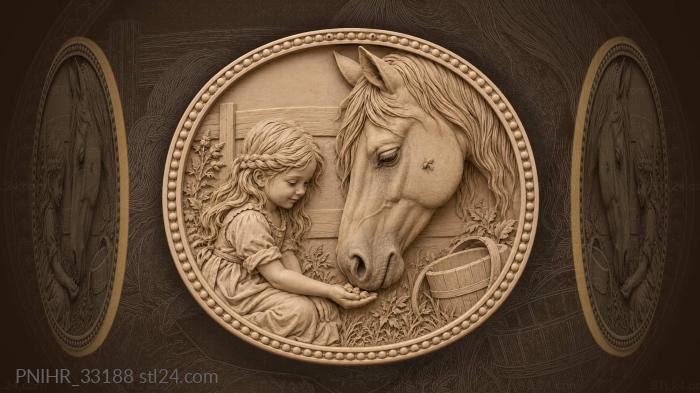 Mare takes bread from childs hand 3d STL model