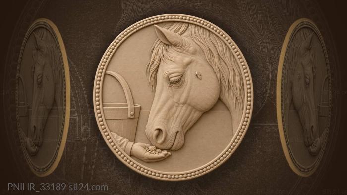 Child feeds bread to gentle mare 3d STL model