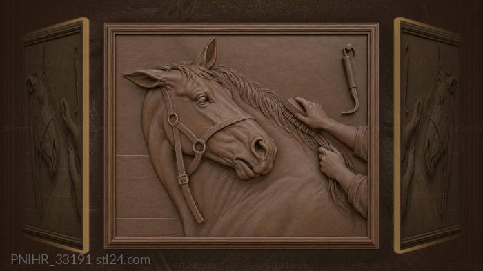 Irritated horse turns from grooming 3d STL model