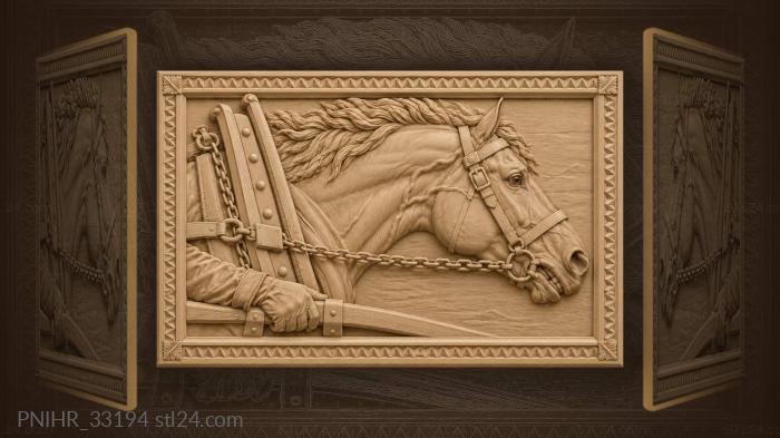 Powerful draught horse head straining forward 3d STL model