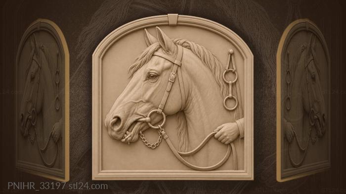 Bridled horse champs as the chain swings 3d STL model