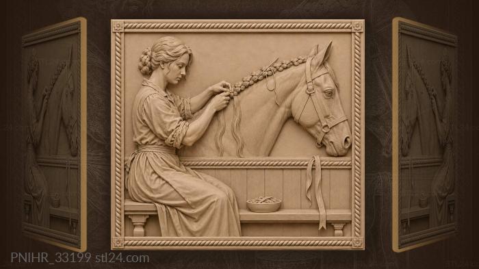 Needle and thread set in a braid 3d STL model