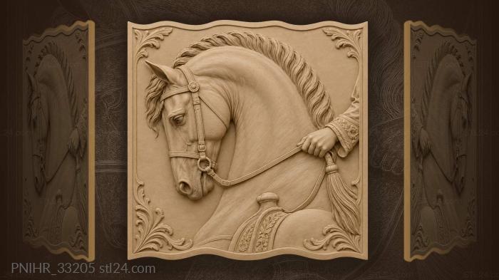 Proud horse head with riders hand 3d STL model