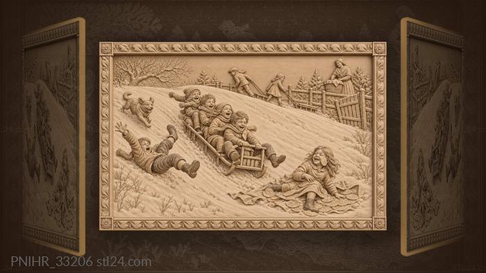 Girl landing among the pancakes below the hill 3d STL model