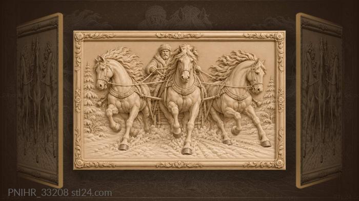 Troika rushing through winter landscape 3d STL model