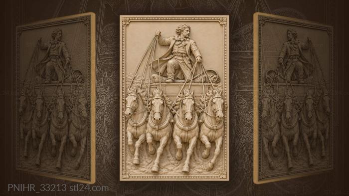 Rising driver reins in runaway horses 3d STL model