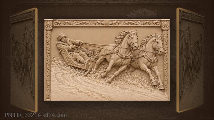 Team hauls the tilted sleigh through bend 3d STL model