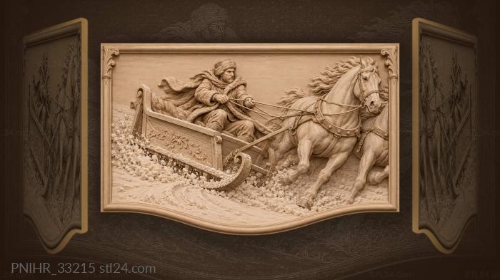 Runner throws snow behind swerving sleigh 3d STL model