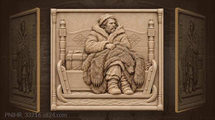 Winter sleigh ride with bear skin 3d STL model