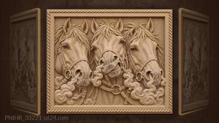 Frosty horses heads breath steam 3d STL model