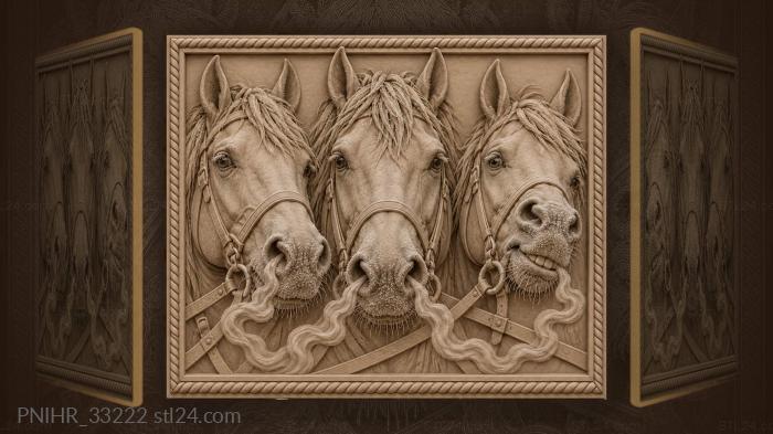 Frosty horse heads breath steam 3d STL model