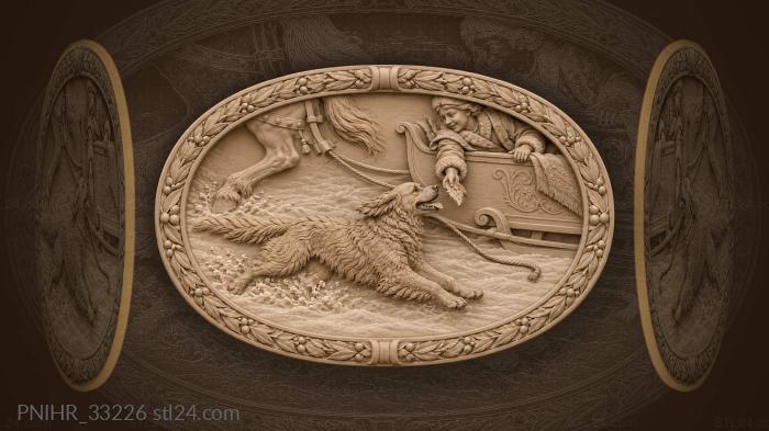 Dog chasing sleigh winter fun 3d STL model