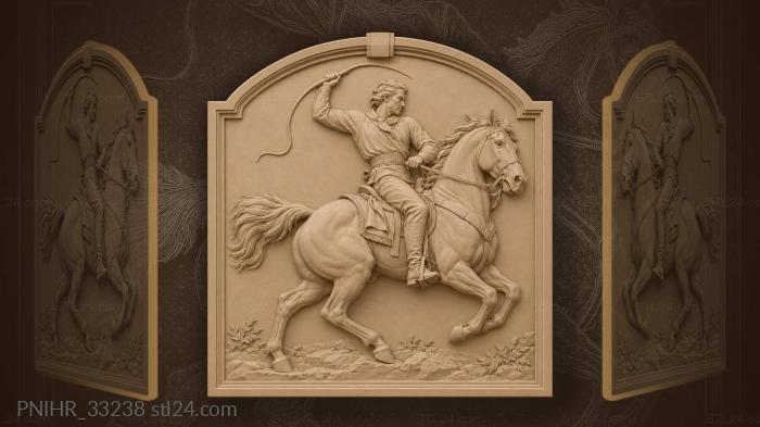 Dynamic horseman with raised whip 3d STL model