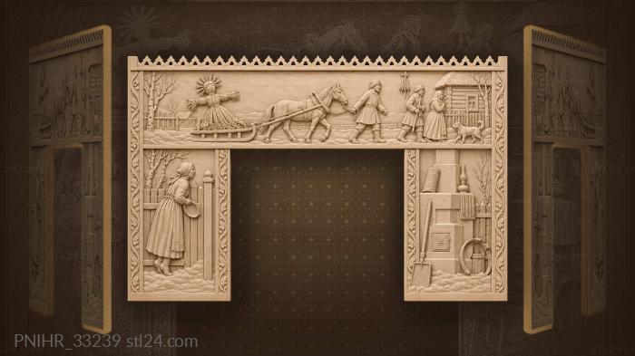 Maslenitsa procession past village hut 3d STL model