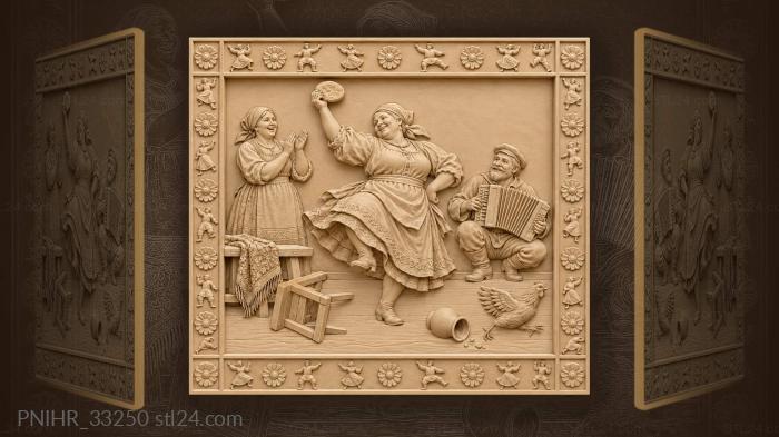 Hearty woman dances with a pancake in hand 3d STL model