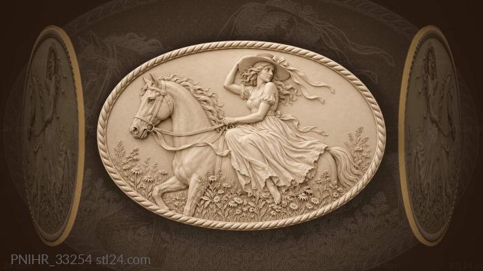 Lady rider with flowing ribbons 3d STL model