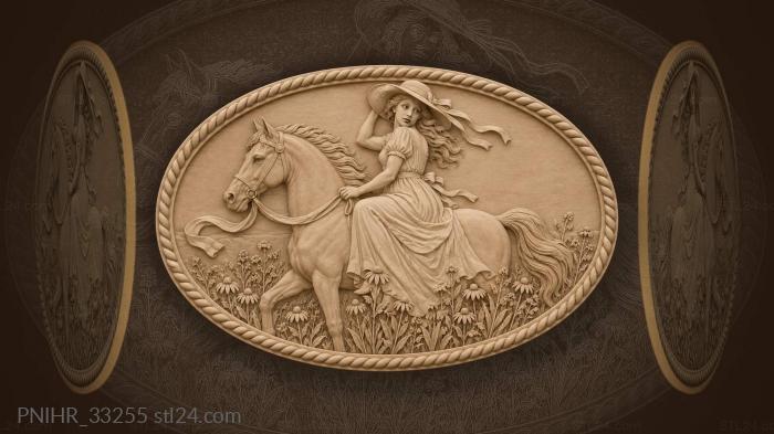 Lady rider with flowing ribbon 3d STL model