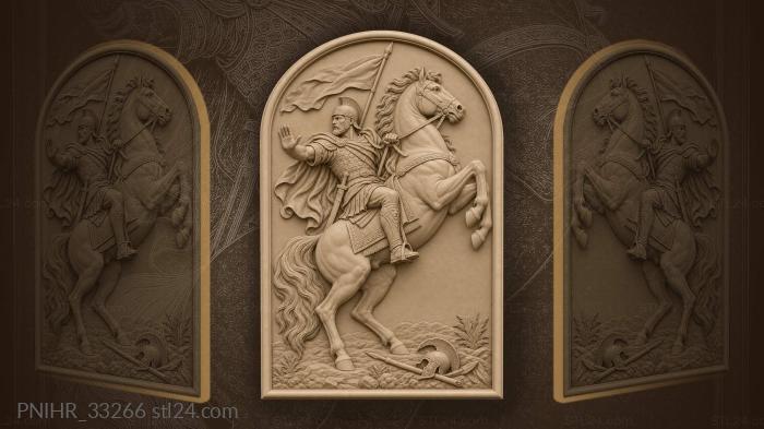 Reined horse rearing under banner motto 3d STL model