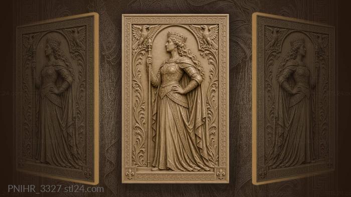 Medieval lady with royal eagles 3d STL model
