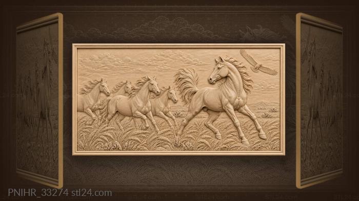 Wild horses steppe leader hawk 3d STL model