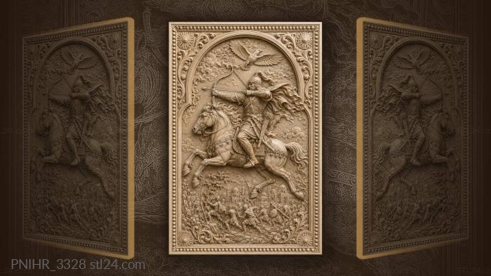 Mounted bowman beneath a soaring bird 3d STL model
