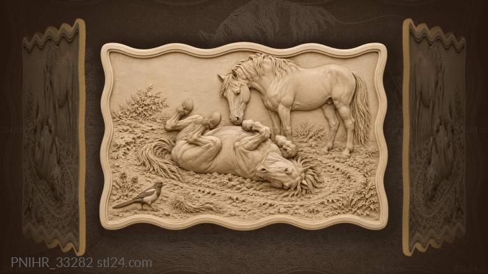Horses rolling in dusty ground 3d STL model