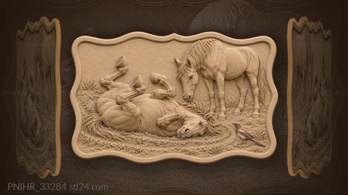 Horses rolling in dust wallow 3d STL model
